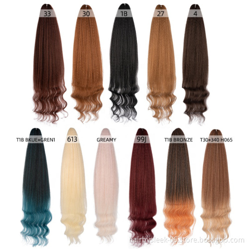 55 inches yaki straight hair with button curly straight wave with curly braiding hair bundles Synthetic Braiding hair extension